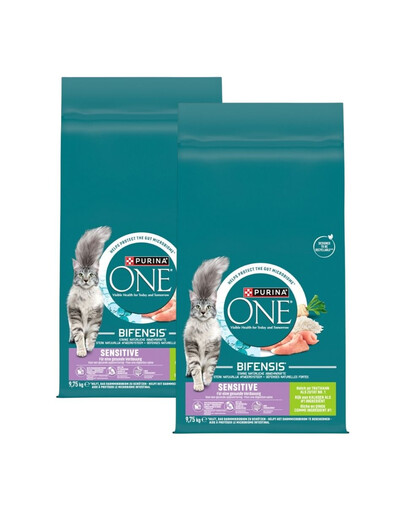 PURINA ONE Bifensis Sensitive Cat Truthahn und Reis Truthahn und Reis, Trockenfutter für Katzen mit empfindlichem Verdauungssystem 19,5kg (2x9,75 kg)