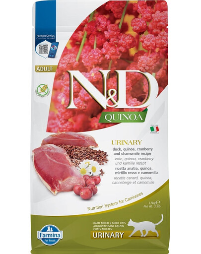 FARMINA N&D Quinoa Urinary Trockenfutter mit Ente und Quinoa für Harnwege adulte Katzen 50 g