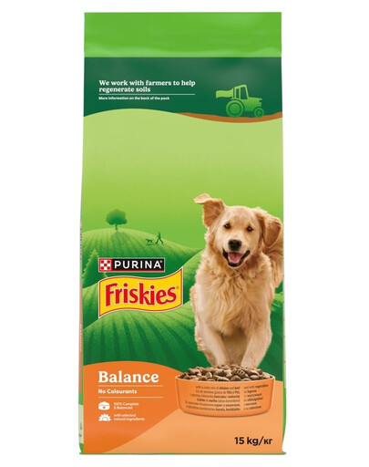 FRISKIES Balance Trockenfutter Mischung aus Huhn und Rindfleisch mit Gemüse für Hunde 2x15 kg