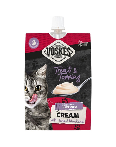 VOSKES Treat&Topping cremiger Snack mit Thunfisch und Makrele für Katzen getreidefrei 90 g