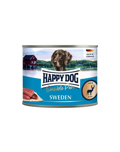 HAPPY DOG Sensible Pure Sweden Nassfutter Wildfleisch für adulte Hunde 200 g