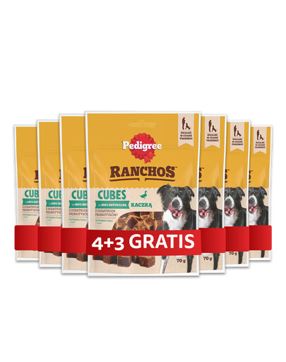 PEDIGREE Ranchos Cubes mit Ente Ergänzungsfuttermittel für adulte Hunde 7 x 70 g