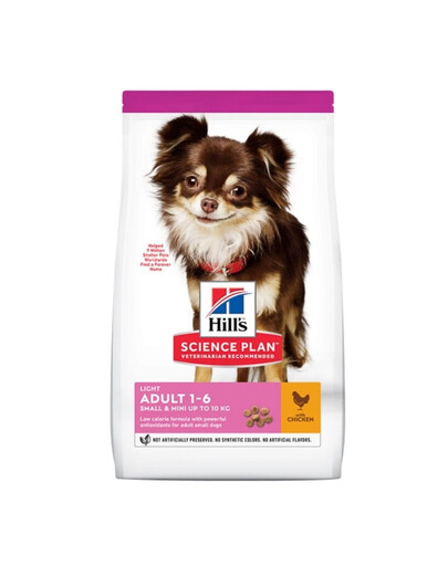 HILL'S Science Plan Adult Light Small Mini Chicken für adulte Hunde kleiner und miniatur Rassen 6 kg