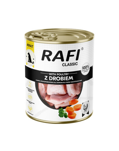 RAFI Classic Nassfutter mit Geflügel für adulte Hunde aller Rassen 800 g