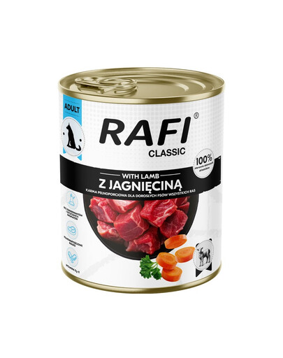 RAFI Classic Nassfutter mit Lamm für adulte Hunde aller Rassen 800 g