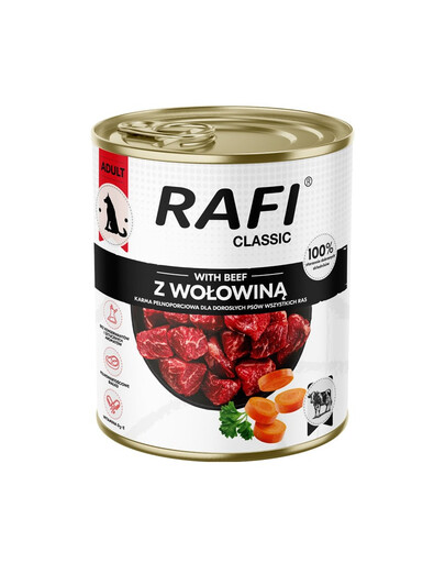 RAFI Classic Nassfutter mit Rind für adulte Hunde aller Rassen 800 g