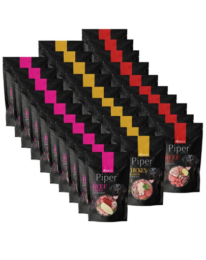 PIPER Animals Mix Geschmacks mit Rinderleber, Hühnerherzen, Rindermägen für adulte Hunde 30x500 g