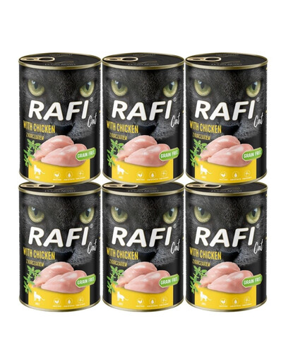 RAFI Cat Nassfutter mit Huhn für adulte Katzen getreidefrei 6x400 g