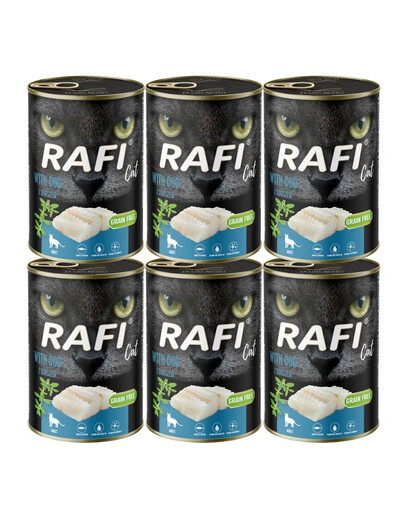 RAFI Cat Nassfutter mit Dorsch für adulte Katzen getreidefrei 6x400 g