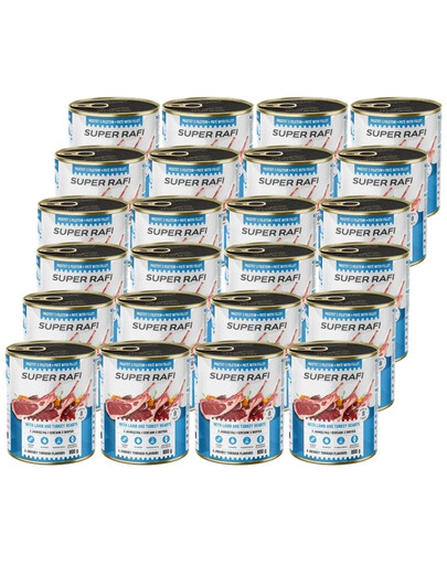 RAFI Super z jagnięciną i sercami z indyka 24x800g pasztet dla psów