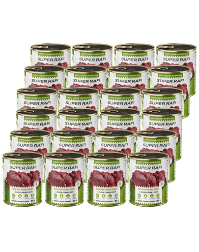 RAFI Super z jeleniem i sercami z kaczki 24x800g pasztet dla psów