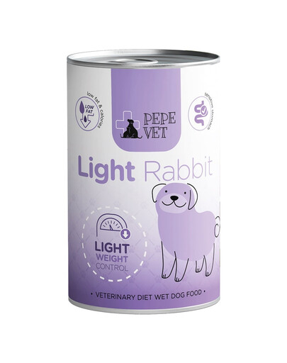 PAKA ZWIERZAKA PEPE Vet Light Rabbit Nassfutter mit Kaninchen für adulte Hunde zur Unterstützung der Gewichtsreduktion 400 g