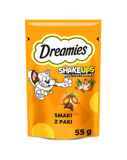 DREAMIES Shake Ups Multivitamins knusprige Snacks mit Geflügel für Katzen 6 x 55 g