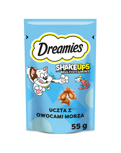 DREAMIES Shake Ups Multivitamins knusprige Snacks mit Meeresfrüchten für Katzen 6 x 55 g