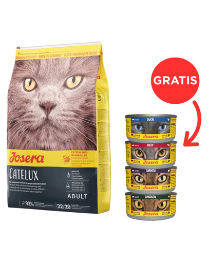 JOSERA Cat Catelux 10 kg + 4 Dosen GRATIS