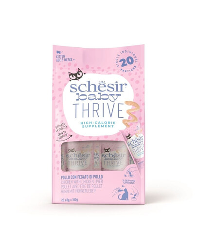 SCHESIR Baby Thrive Hähnchen mit Hühnerleber in Cremesauce für Kätzchen 20x8 g