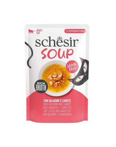 SCHESIR Soup Lachs mit Karotten Suppe für Katzen getreidefrei 40 g