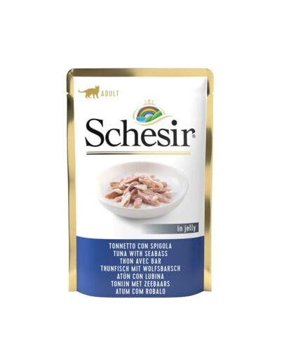 SCHESIR Nassfutter Thunfisch mit Seebarsch in Gelee für Katzen 12x85 g