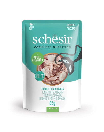 SCHESIR Nassfutter Thunfisch mit Dorade in Gelee für Katzen 12x85 g