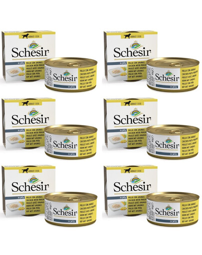 SCHESIR Nassfutter Hähnchen mit Ananas für adulte Hunde 6x150 g