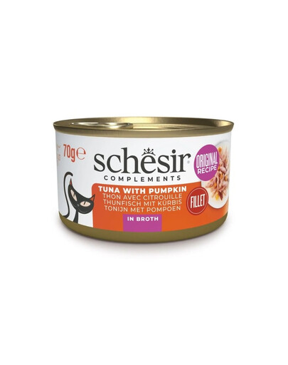 SCHESIR Nassfutter Thunfisch mit Kürbis in Brühe für Katzen 6x70 g