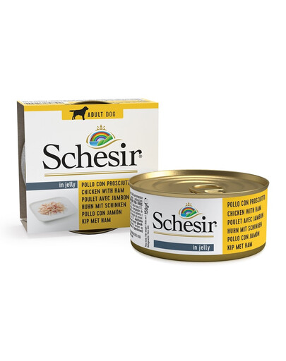 SCHESIR Nassfutter Huhn mit Schinken in Gelee für Hunde 6x150 g