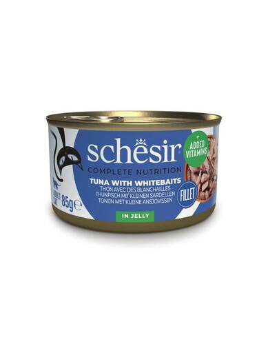 SCHESIR Nassfutter Thunfisch mit Sprotten in Gelee für Katzen 6x85 g
