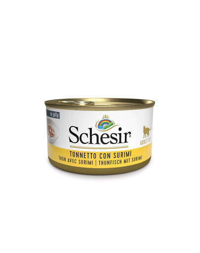 SCHESIR Nassfutter mit Thunfisch und Surimi in Gelee für Katze 6x85 g