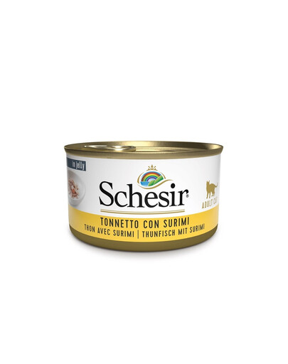SCHESIR Nassfutter mit Thunfisch und Surimi in Gelee für Katze 12x85 g