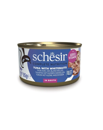 SCHESIR Nassfutter Thunfisch mit Sprotten in Brühe für Katzen 12x85 g