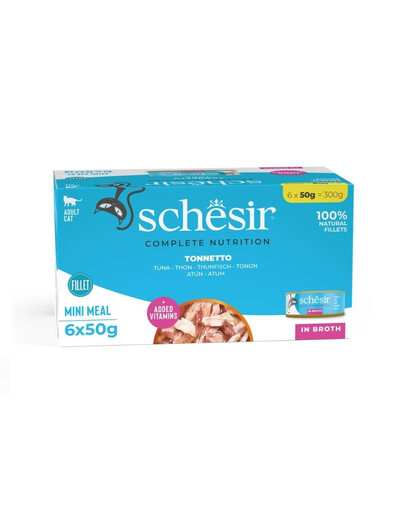 SCHESIR Nassfutter Thunfisch in Brühe für Katzen 36x50 g