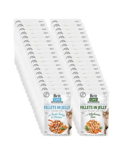 BRIT Care Fillets in Jelly Mix Geschmacks Pute, Garnelen und Thunfisch getreidefrei für Katzen 48x85 g