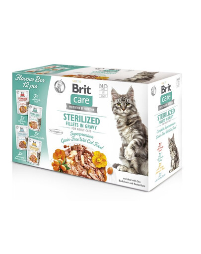 BRIT Care Fillets in Gravy Sterilized Nassfutter Mix Geschmacks für sterilisierte Katzen 24x85g