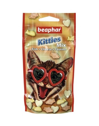 BEAPHAR Kitty`S mix Herzförmiger Leckerbissen mit Taurin, Biotin, Eiweiß und Käse für Katzen 180 St.