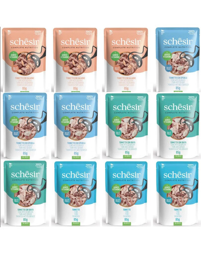 SCHESIR Nassfutter Mix Geschmacks für Katzen 12x85g