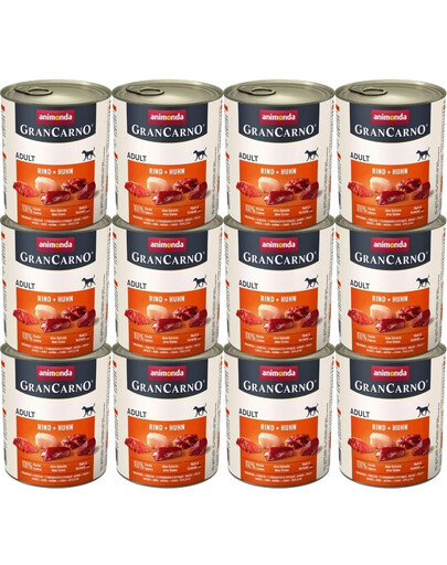 ANIMONDA GranCarno zestaw z wołowiną i kurczakiem 12 x 800 g