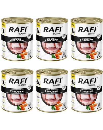 RAFI Classic Nassfutter mit Geflügel für adulte Hunde aller Rassen 6x800 g