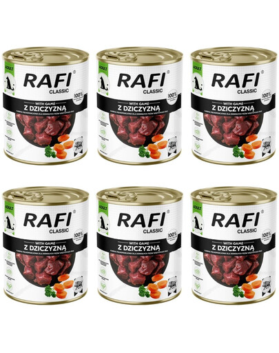 RAFI Classic Nassfutter mit Wild für adulte Hunde aller Rassen 6x800 g