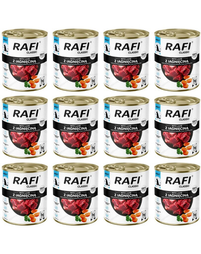 RAFI Classic Nassfutter mit Lamm für adulte Hunde aller Rassen 12x800 g
