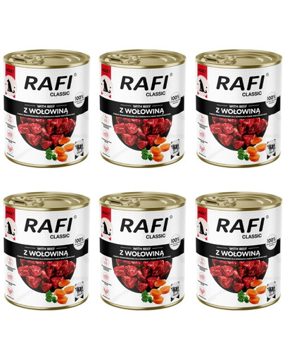 RAFI Classic Nassfutter mit Rind für adulte Hunde aller Rassen 6x800 g