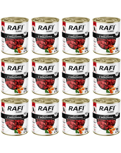 RAFI Classic Nassfutter mit Rind für adulte Hunde aller Rassen 12x800 g