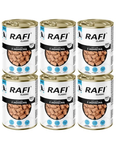 RAFI Classic Nassfutter mit Lamm in Soße für adulte Hunde aller Rassen 6x1240 g