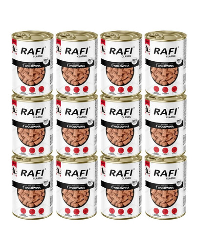 RAFI Classic Nassfutter mit Rind in Soße für adulte Hunde aller Rassen 12x1240 g