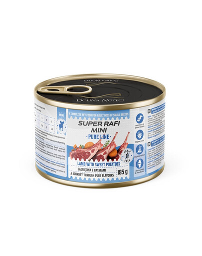 SUPER RAFI Mini Pure Line Nassfutter mit Lamm und Süßkartoffeln adulte kleine Hunderassen 185g