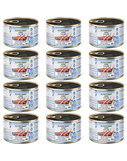 SUPER RAFI Mini Pure Line Nassfutter mit Lamm und Süßkartoffeln adulte kleine Hunderassen 12x185g