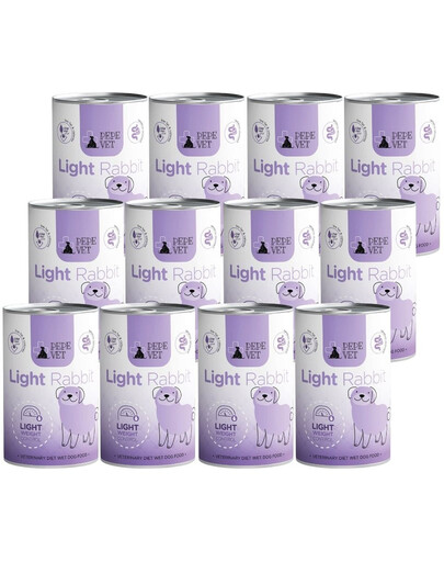 PAKA ZWIERZAKA PEPE Vet Light Rabbit Nassfutter mit Kaninchen für adulte Hunde zur Unterstützung der Gewichtsreduktion 12x400 g