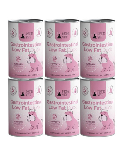 PAKA ZWIERZAKA PEPE Vet Gastrointestinal Low Fat Duck Nassfutter mit Ente für adulte Hunde zur Unterstützung des Verdauungssystems 6x400 g