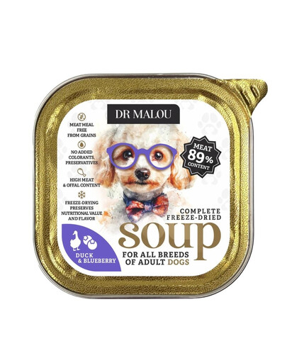 DR MALOU Gefriergetrocknete Suppe Ente mit Heidelbeere Nassfutter für Hunde 12g