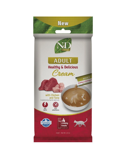 FARMINA N&D cremige Snacks mit Huhn und Thunfisch für Katzen 60 g