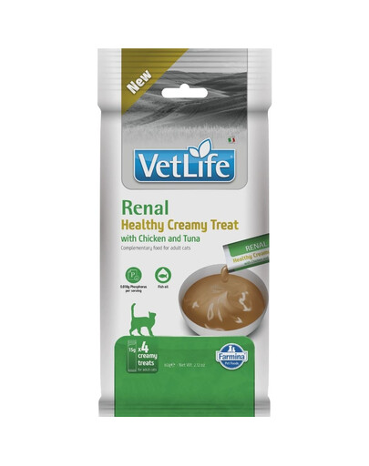 FARMINA Vet Life Cat Renal cremiger Snack mit Huhn und Thunfisch für Katzen zur Unterstützung des Harnsystems und der Nieren 60g